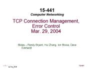 TCP Connection Management, Error Control Mar. 29, 2004