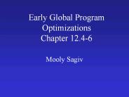 Early Global Program Optimizations Chapter 12.4-6