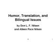 Humor, Translation, and Bilingual Issues PowerPoint PPT Presentation
