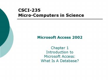 CSCI-235 Micro-Computers in Science
