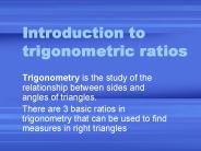 Introduction to trigonometric ratios