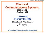 Electrical Communications Systems 0909'331'01 Spring 2005