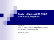 Design%20of%20Sub-mW%20RF%20CMOS%20Low-Noise%20Amplifiers