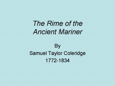 The Rime of the Ancient Mariner