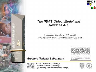 The IRMIS Object Model and Services API