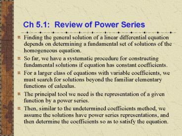 Ch 5'1: Review of Power Series