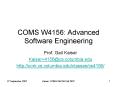 COMS W4156: Advanced Software Engineering PowerPoint PPT Presentation