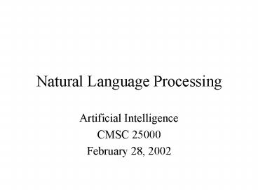 Natural Language Processing