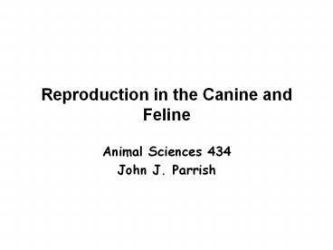 Reproduction in the Canine and Feline