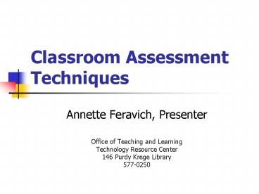 Classroom Assessment Techniques