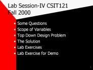 Lab Session-IV CSIT121 Fall 2000
