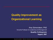 Quality Improvement as Organizational Learning