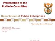Presentation to the Portfolio Committee