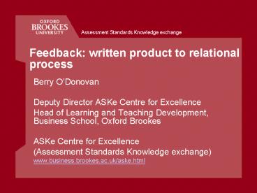 Feedback: written product to relational process