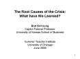 The Root Causes of the Crisis: What have We Learned Bob DeYoung Capitol Federal Professor University PowerPoint PPT Presentation