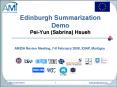 Edinburgh Summarization Demo PeiYun Sabrina Hsueh PowerPoint PPT Presentation