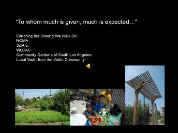 To whom much is given, much is expected