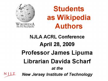 Students as Wikipedia Authors