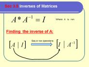 Sec 3.5 Inverses of Matrices