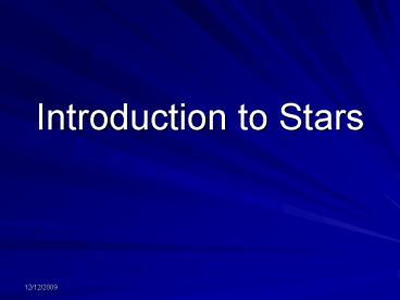 Introduction to Stars