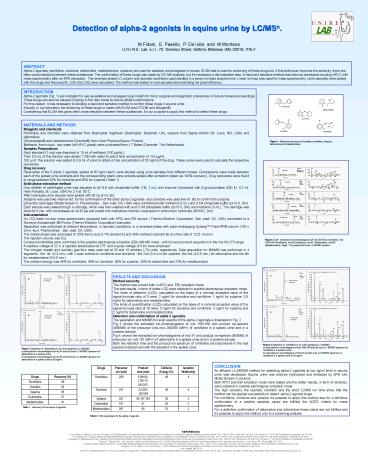 Detection of alpha2 agonists in equine urine by LCMSn'