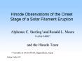 Hinode Observations of the Onset Stage of a Solar Filament Eruption PowerPoint PPT Presentation