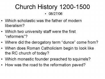 Church History 12001500