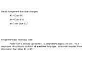 Media Assignment due date changes