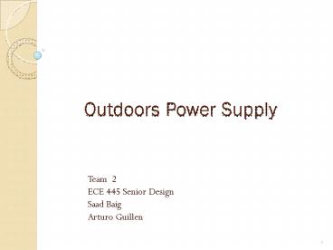 Outdoors Power Supply