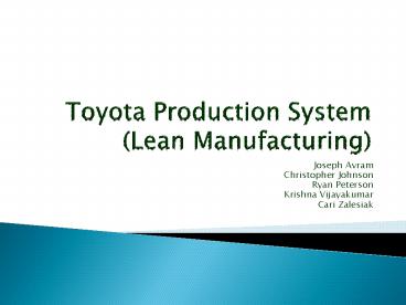 Toyota Production System Lean Manufacturing