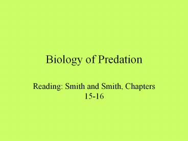 Biology of Predation