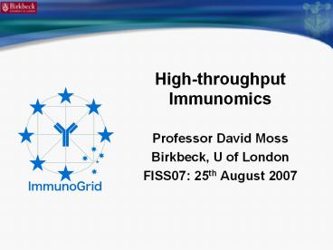 High-throughput Immunomics