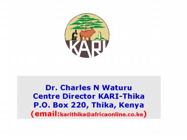 Dr' Charles N Waturu