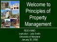 Welcome to Principles of Property Management PowerPoint PPT Presentation