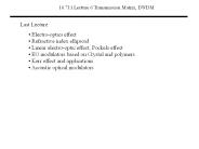 16.711 Lecture 6 Transmission Matrix, DWDM