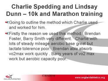 Charlie Spedding and Lindsay Dunn 