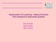 Assessment for Learning : taking it forward from research to classroom practice PowerPoint PPT Presentation