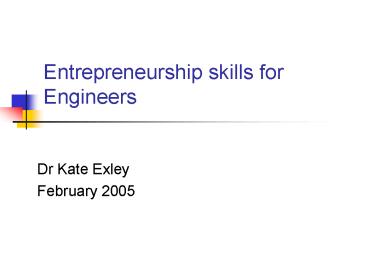 Entrepreneurship skills for Engineers