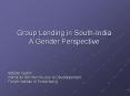 Group Lending in South-India A Gender Perspective PowerPoint PPT Presentation