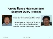 On the Range Maximum-Sum Segment Query Problem