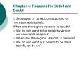 Chapter 4: Reasons for Belief and Doubt PowerPoint PPT Presentation