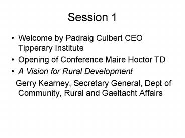 Welcome by Padraig Culbert CEO Tipperary Institute