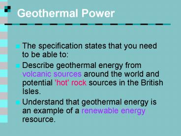 Geothermal Power