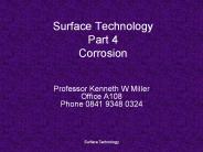 Surface Technology Part 4 Corrosion