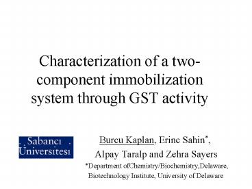 Characterization of a twocomponent immobilization system through GST activity