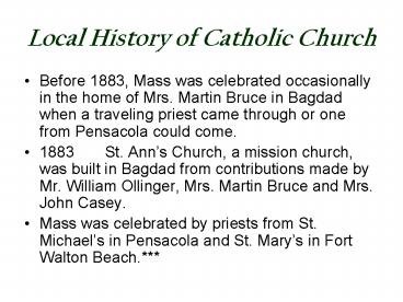 Local History of Catholic Church