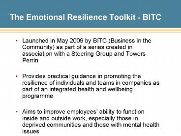 The Emotional Resilience Toolkit BITC