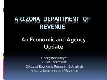 ARIZONA DEPARTMENT OF REVENUE