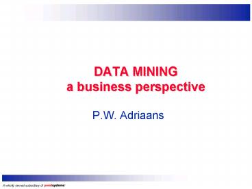 DATA MINING a business perspective
