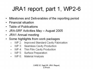 JRA1 report, part 1, WP2-6